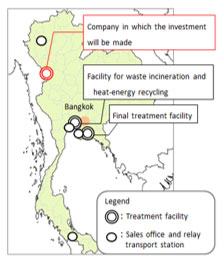 Chart showing the operation bases of DOWA ECO-SYSTEM Co., Ltd. in Thailand