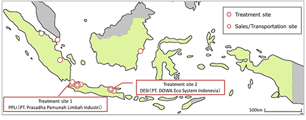 DOWA environmental/recycling business sites in Indonesia