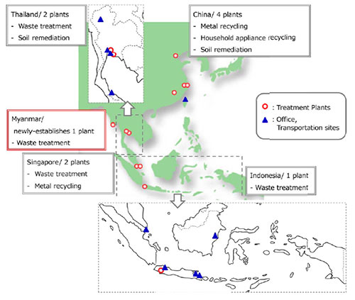 Ref. DOWA's bases in Asia for Environmental Management and Recycling business