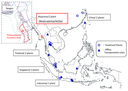 DOWA ECO-SYSTEM CO., LTD. bases in Asia